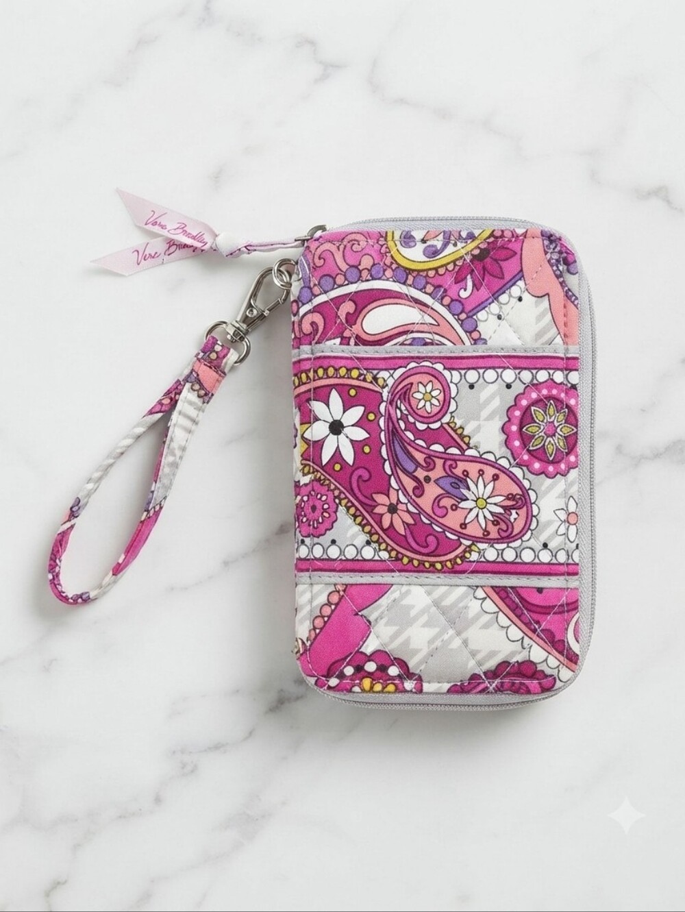 Vera Bradley Paisley Meets Plaid Quilted Wristlet Wallet